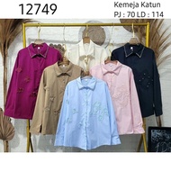 KEMEJA A77 Tops, Elegant, Fashionable, Luxurious Gem Collar Women's Blouse Shirts