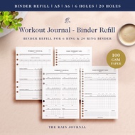 Workout Journal / Workout Log / Workout Tracker - Fitness Planner Refill, Binder Refill, A5, A6