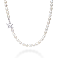 MARON สร้อยไข่มุกแท้ สร้อยเงินแท้ สร้อยเปล่า สร้อยคอ | Lucky Star Pearls Necklace