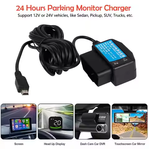Output 5V 3A Mini Micro 5PIN USB Ports Car OBD Cigarette Adapter Lighter Power Box with 3.5m Cable f