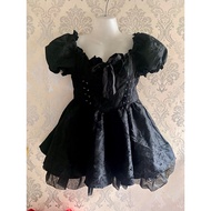 Black lolita dress puff skirt puff blouse sleeve