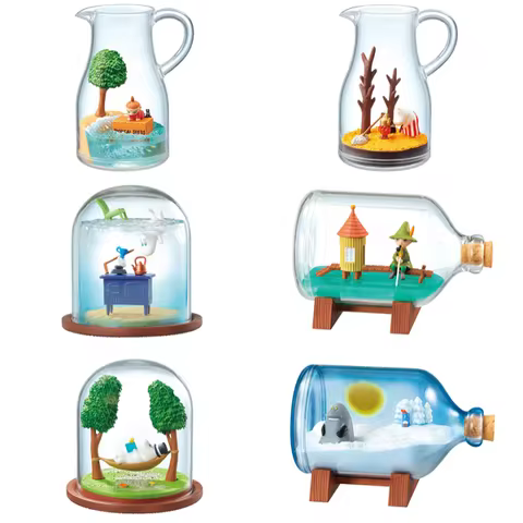 Re-Ment Genuine 6Pcs MOOMIN Terrarium Toys For Kids Gift Collectible Model Ornaments