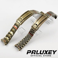 PALUXEY High Quality 20mm 904L Bracelet Bronze Watch Band Folding Buckle Glide Lock Clasp Solid Stai