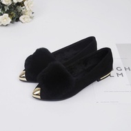 Rabbit Fur Anti-slip Soft Flat Fur Shoes Women's Shallow Mouth Suede Shoes Peas Shoes