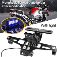 Universal Motorcycle License CNC Plate Holder LED Lights Adjustable Rear Fender Yamaha Bws sniper155