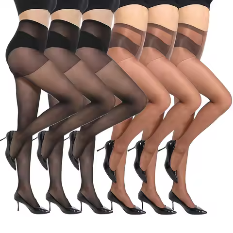 Kave 6 Pairs Plus Size Pantyhose for Women Tights 20 Denier Sheer Stocking 2025 Spring Summer Thin E