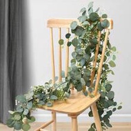 2pcs Artificial Eucalyptus Vines, 5.9ft Silver Eucalyptus Leaf Fake Vines With White Flowers Faux Gr