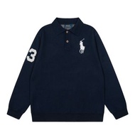 Ralph Lauren秋冬大馬刺繡logo針織POLO翻領毛衣外套