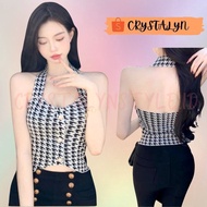 *IMPORT* Tank Top/Crop Top/Halter Neck Top Botton Sexy Jacquard/Houndstooth Style