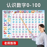#儿童1到100数字挂图幼儿园学前宝宝认识数0到100早教启蒙认知墙贴; Children 1 to 100 Number Wall Chart Kindergarten Preschool Baby