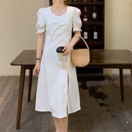 2023 Summer midi dress Korean white dress for woman civil wedding black  dress plus size dress 3xl plain dress