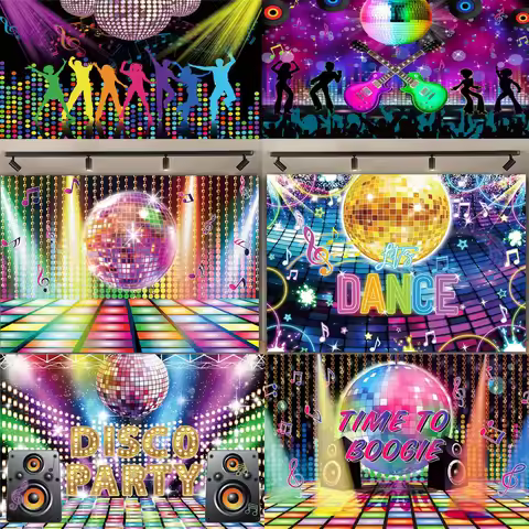 Disco Glitter Party Decoration Background 90s 80s 70s Boogie Music Dance Stage Party Shiny Lights Re