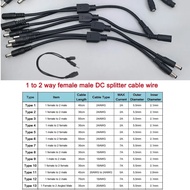 12V DC Power Adapter Splitter, Male/Female to 2-Way Dual Male/Female Cable, 5.5x2.1mm/2.5mm, 22AWG/1