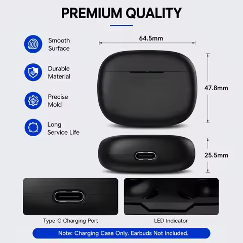 WYORESY 600mAh Type-C Replacement Charging Case For JBL Wave Beam 2 Vibe Beam 2 Wireless Earbuds (Ea