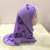 【Thriving】 H091 Beautiful Small Girl Hijab Fit 2-6 Years Old Girls Scarf Headscarf Hat Amira Pull On