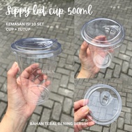 (10set) flat cup + lid PET cup 14oz 16oz coffee cup 500ml
