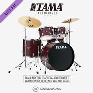 TAMA IMPERIALSTAR 5PCS ACOUSTIC DRUMSET WITH HARDWARE COLOR BURGUNDY WALNUT WRAP IE52KH6W BWW ( IE52
