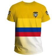 Summer Fashion New 3D Colombia National Flag Emblem Printing T Shirt Colombia Coat Of Arms Graphic T