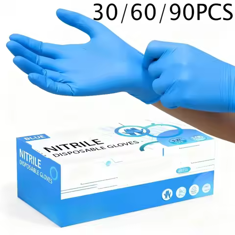30/60/90PCS Disposable Blue Nitrile Gloves Pet Bathing Gloves Hairdressing Convenient for Household 