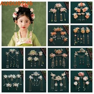 AUGUSTUS Chinese Style Hairpin Set, Flower Pearl Hanfu Hair Stick, Retro Hanfu Headwear Alloy Hair Chopstick Girl Hair Accessories