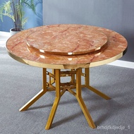 🚢jgzDining Table round Table Mild Luxury Marble Hot Pot round Folding Solid Wood Large round Table Household Dining Tabl