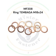 COPPERRing M18x24 18mm Cooper 18x24 Washer 18 milli Flat Gasket BoltRing Bolt & Nut Thickness 1mm