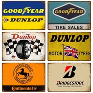 Tires Dunlop Retro Decorative House Metal Sign Plate Metal Tin signs On The Wall Tin Sign Vintage Metal Tin sign Decor Wall Art Room Decoration