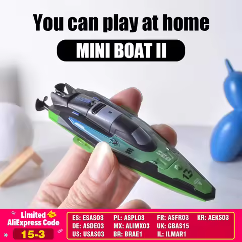RC Baots 2.4G 4WD Mini Remote Control Boat with Light Speedboat for Pools Competitive Indoor Watercr