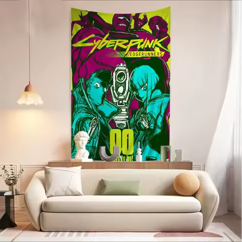 Anime C-Cyberpunk E-Edgerunners Hippie Wall Hanging Tapestries Bohemian Wall Tapestries Mandala INS 