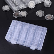 100 Cái Hộp Đựng Tiền Xu Tròn Bằng Nhựa Trong Suốt 27Mm Hộp Đựng Viên Nang Có Hộp Đựng Đồng Xu Kỷ Ni