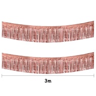 2pcs 30*300cm Rain Foil Fringe Banner / Birthday Party Tinsel Curtain Banner / Gold Shiny Fringe Cur