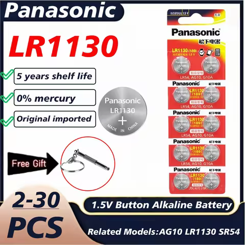 Panasonic AG10 LR1130 SR54 1.55V Alkaline Battery | 2-30PCS High Capacity Long Lasting for Watches, 