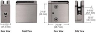 C.R. LAURENCE Z812BN CRL Brushed Nickel Z-Series Square Type Flat Base Zinc Clamp for 1/2" Glass