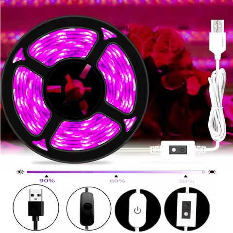 USB Touch Switch Dimmable 5V Grow Light LED Waterproof Full Spectrum Plant Light Grow Strip Phyto La
