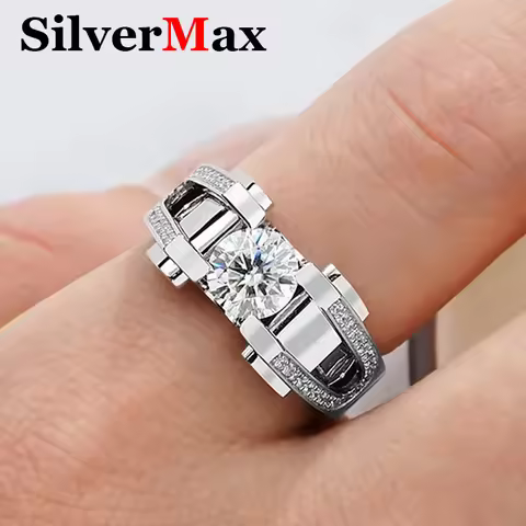 [ 2ct Moissanite Ring ] Luxury Moissanite Diamond Rings For Men Original 925 Sterling Silver Jewelry