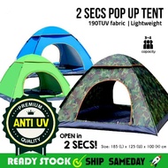 2 Seconds Pop up Tent Camping Camp 3/4 person outdoor camp