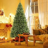 ANSACA 6ft/7.5ft/9ft Artificial Christmas Tree, Unlit Hinged Spruce Full Tree with 1000/1346/2132 Branch Tips and Metal Stand, Easy Assembly, 9ft Holiday Christmas Tree Indoor Outdoor,Green