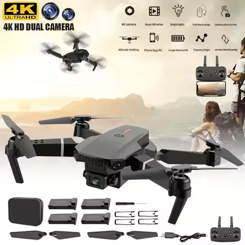 E88 Dual Camera Foldable Drone with App Control, 4K Video, FPV Live Feed, RC Quadcopter - Christmas,