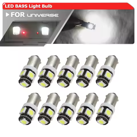 10PCs Car Led T5W BA9S Bulb 5050 SMD 5 Led Light Lamp 12V 100Lm Car Interior Lamp White BA9S Led Lig