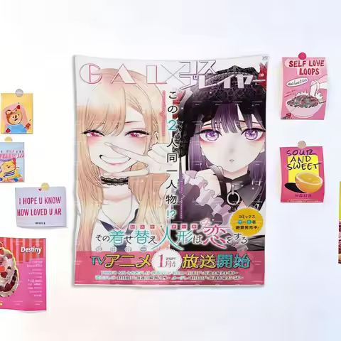 My Dress-Up Darling Anime Tapestry, Marin Kitagawa & Sajuna Inui Manga Cover Wall Hanging for Bedroo