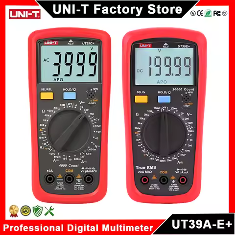 UNI-T UT39A+ UT39C+ UT39E+ Multimeter Digital Ammeter Voltmeter Transistor hFE Electric Meter Hz Con