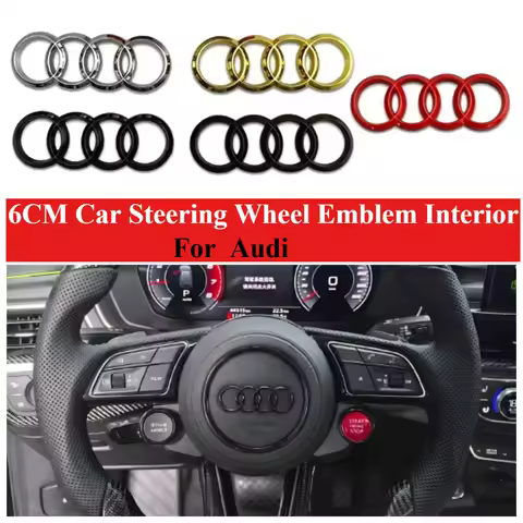 6CM Car Steering Wheel Emblem Interior for RS4 Q7 A4L A1 A3 A5 A7 Q3 Q5 A6L A8L RS3 RS6 Logo Sticker