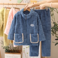 Boys Flannel Pajamas 8-14 Years Old Medium Large Children Coral Fleece Homewear Warm Suit