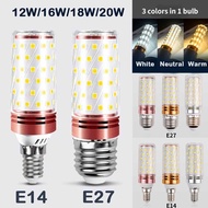 220V Led Lamp Bulb E14 Led Candle Light Bulb E27 Table Corn Lamp Led Three Color Temperature 12W 16W