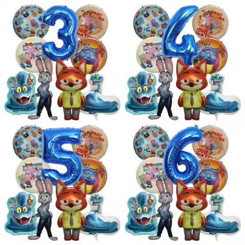 9Pcs Zootopia Balloon Set Judy Nick Foil Balloons Kids Birthday Party Decoration Baby Shower Favor D