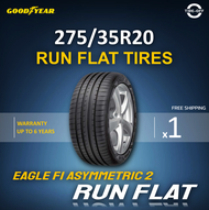 Goodyear 275/35R20 EAGLE F1 ASYMMETRIC 2 RUN FLAT ยางใหม่ ผลิตปี2019 ราคาต่อ1เส้น มีรับประกันจากโรงงาน แถมจุ๊บลมยาง ยางรันแฟลต ขอบ20 ขนาด 275 35R20 RUN FLAT จำนวน 1 เส้น