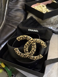 Chanel Big CC Leopard Print Leather Belt 皮帶