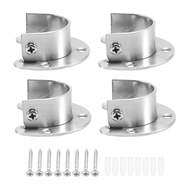 4 Packs Heavy Duty Stainless Steel Closet Rod End Supports Closet Pole Sockets Flange Rod Holder with Screws 1-1/3 Inches Diameter(U-Shaped)