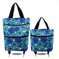 【送料無料】Trolley Folding Shopping Bag Collapsible Two-Stage Zipper Folding Shopping