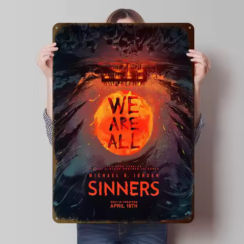 Michael B. Jordan Sinners Movie Metal Poster Customized Wall Art Retro Vintage Metal Signs for Man C
